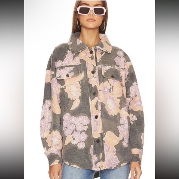 NWT - Free People - Printed Ruby Jacket Shacket Charcoal Combo - Size Medium - Picture 2 of 8